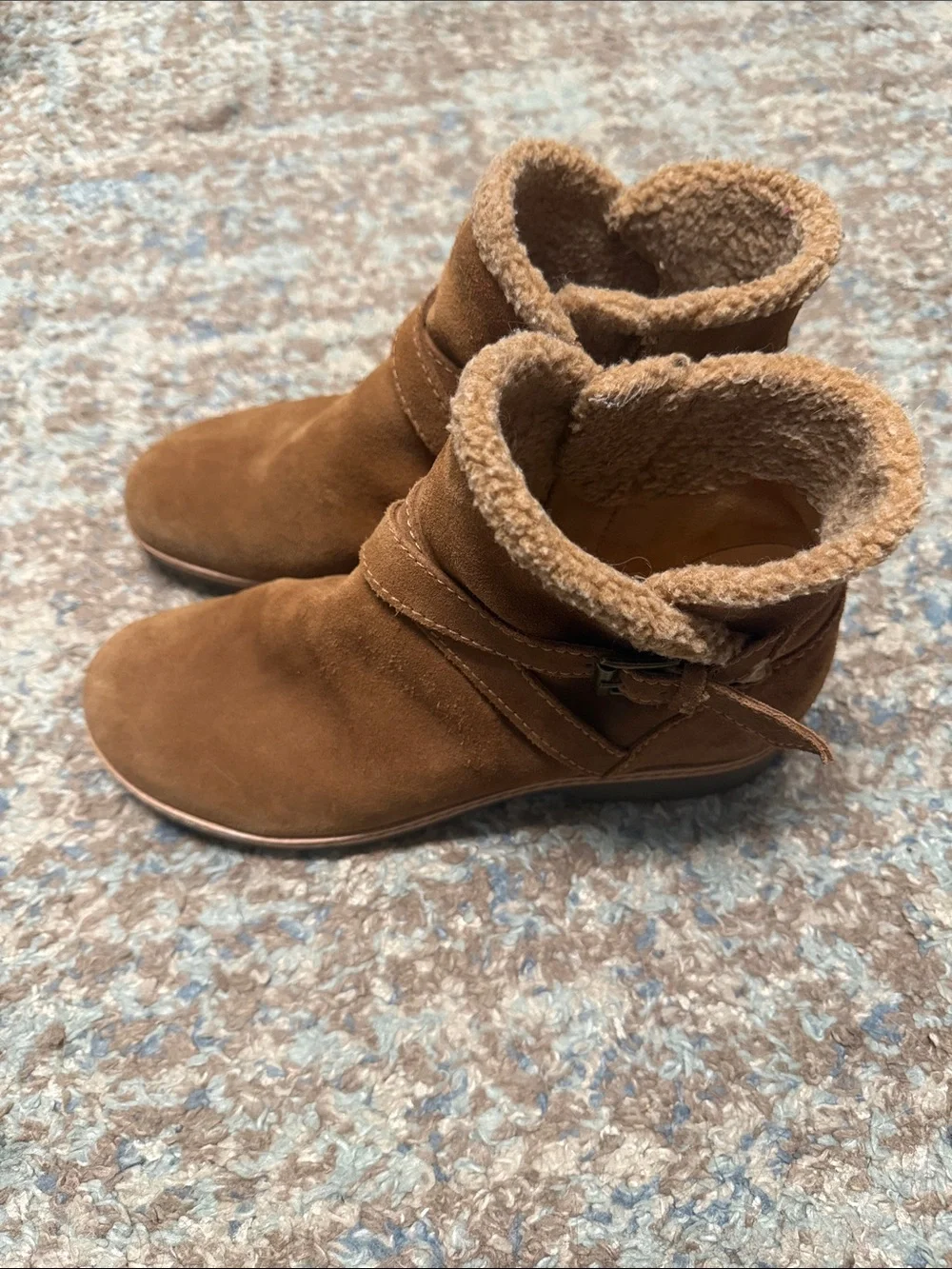 Women’s Earth Brand Cozy Suede Fold-Over Ankle Boots in Brown 9M